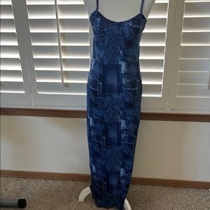 Fashion Nova Blue Sheath Maxi Dress Spaghetti Strap